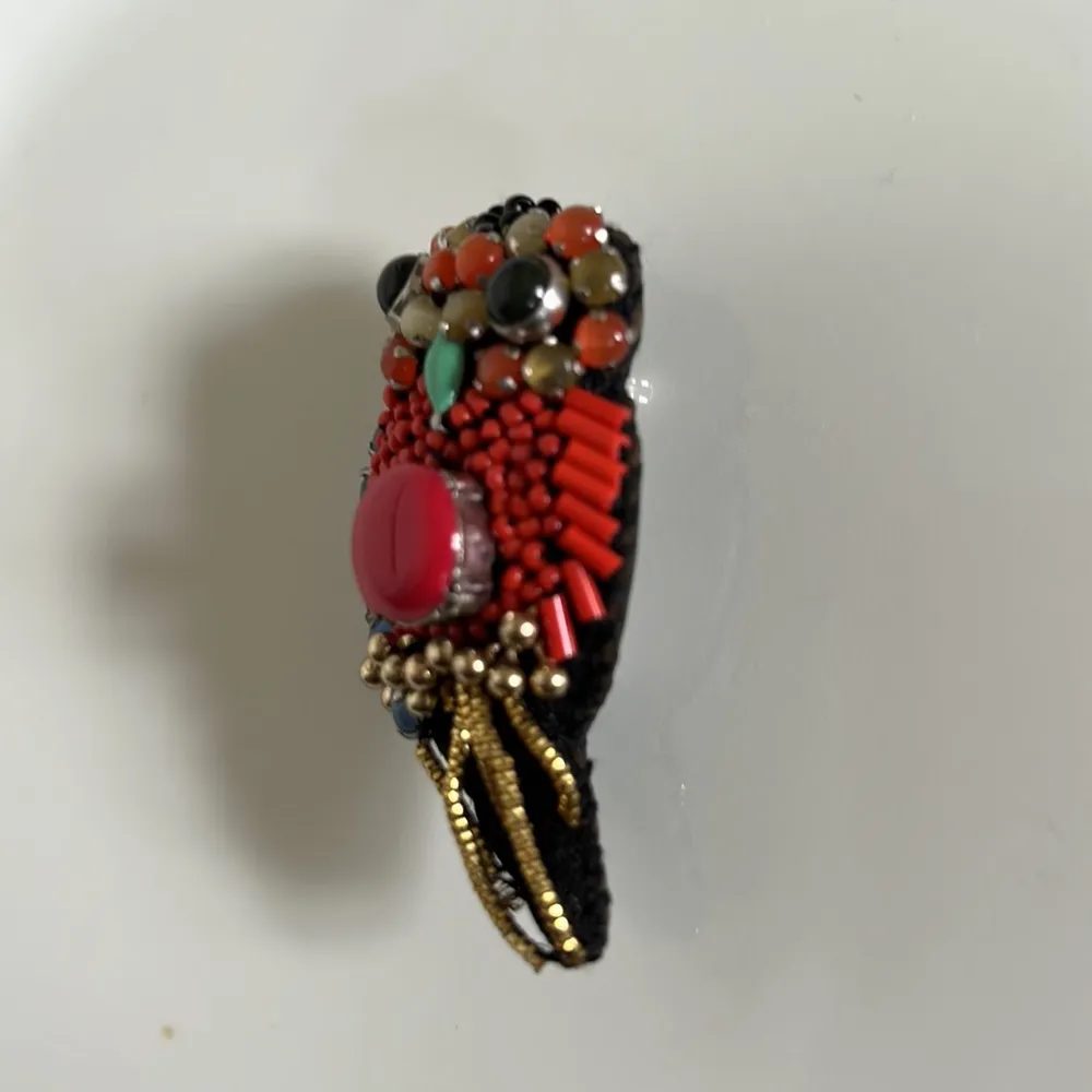Red/Black/Blue Beaded Owl Pin Red - Image 2