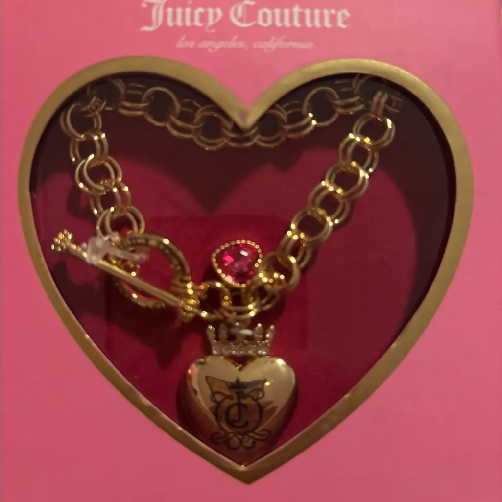 Juicy Couture Gold Heart Necklace with Pink Accents - Image 2