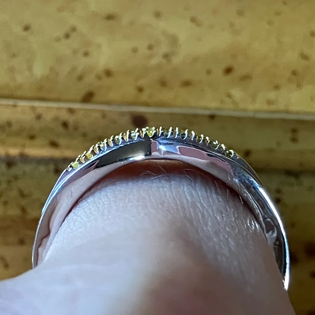 Natural Yellow Diamond Sterling Silver Band Ring Size 8 - Image 2