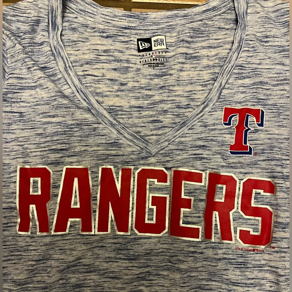 Texas Rangers baseball womens red white blue New Era shirt - Image 4