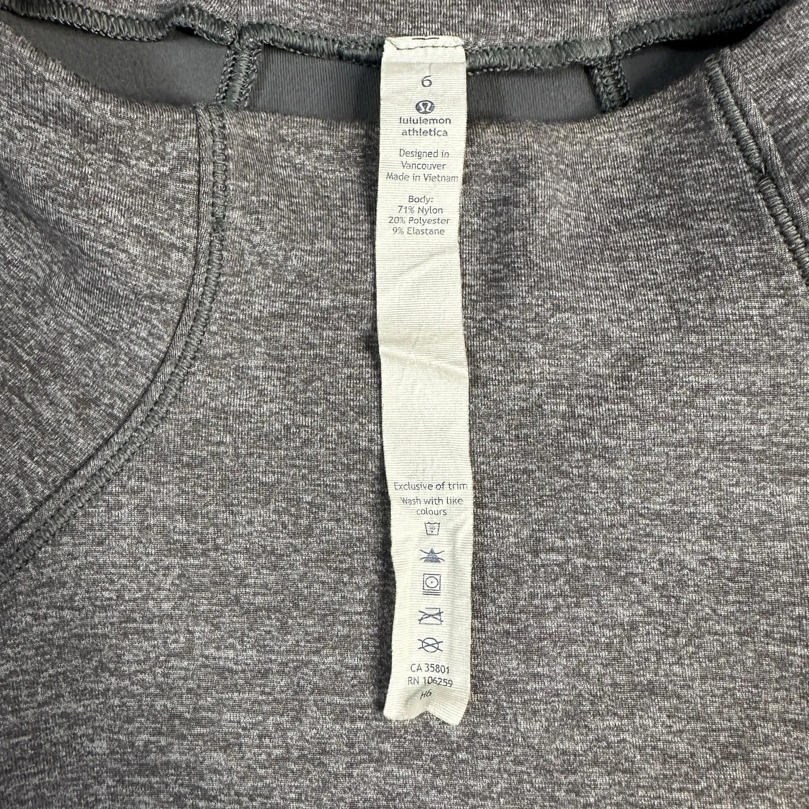 LULULEMON Hill And Valley Mock Neck Long Sleeve Top Size 6 Heathered Slate Crop - Image 3