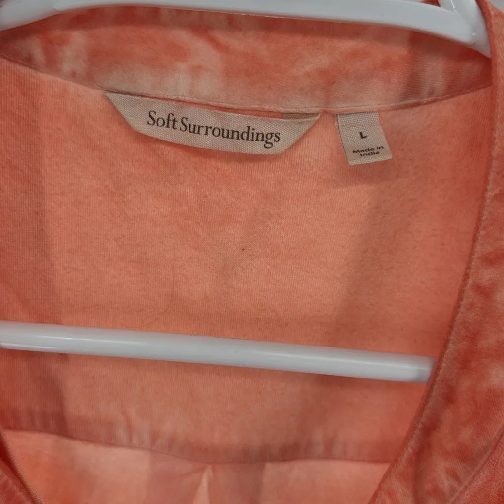 Soft Surroundings Peach button up sheer eyelet lace 2pc set top L casual office - Image 12