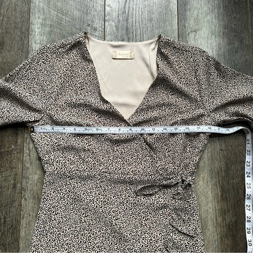 Altar’d State Casaday Leopard Print Wrap Dress Long Bell Sleeve Minidress XS - Image 9