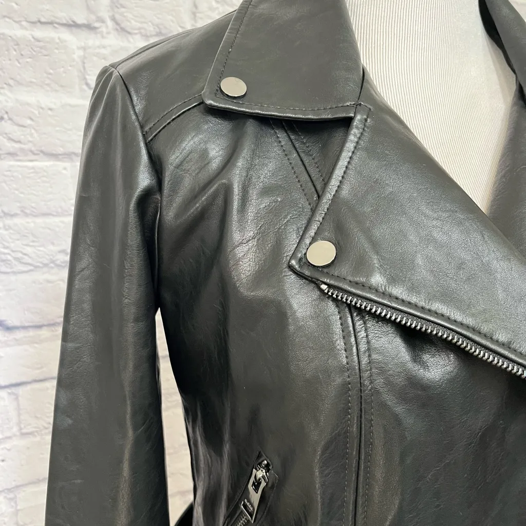 Elodie Faux/vegan Leather Moto/biker Jacket sz L Black Size L - Image 2