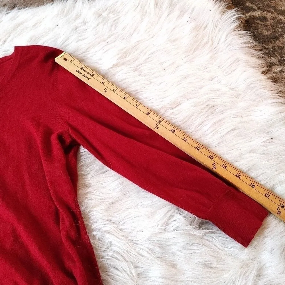 Merona Size Small S Red Button Up Sweater Frill Long Sleeve Chic Cute Classic - Image 7
