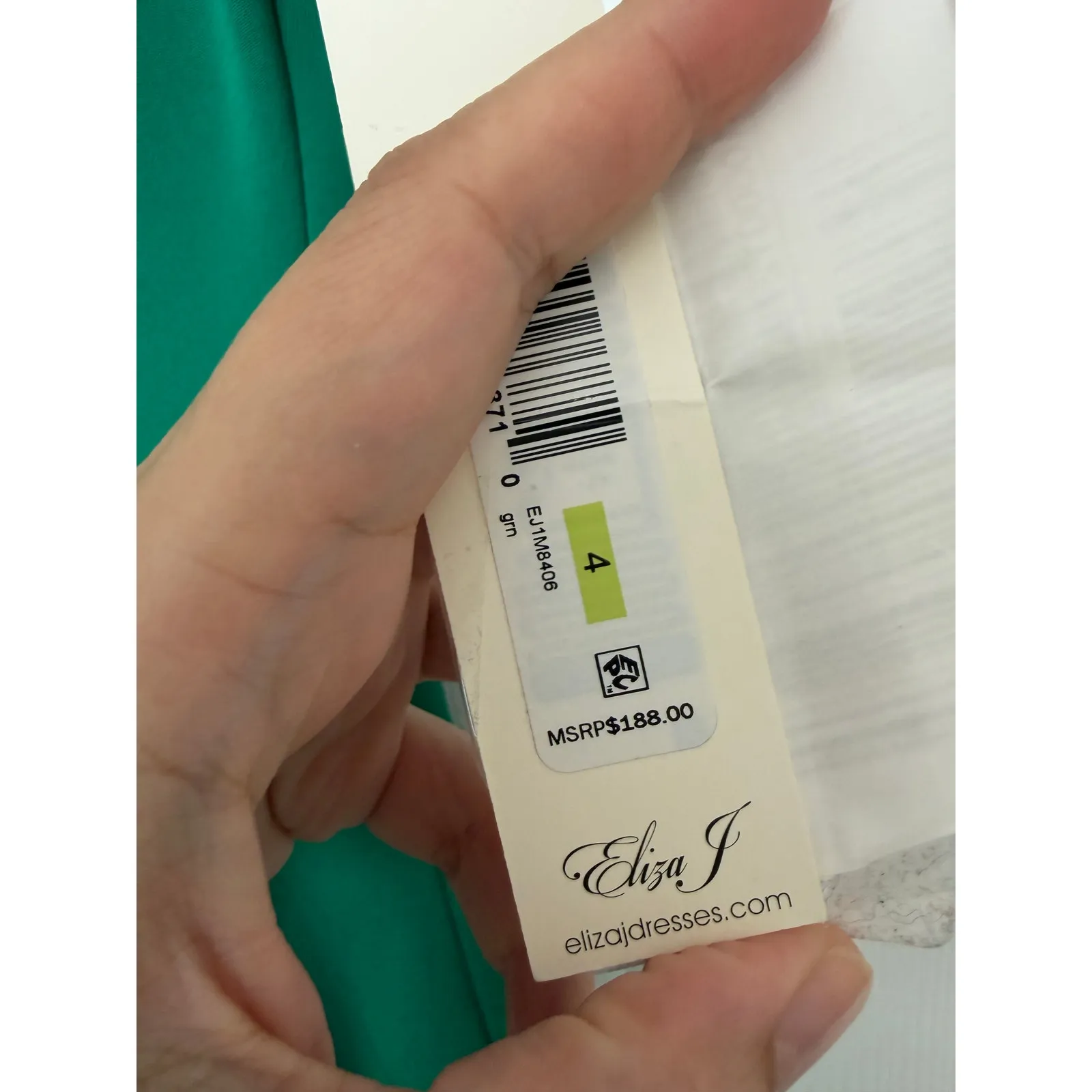 Eliza J Ruched Cascading Ruffle Gown Size 4 Green Sleeveless Back Zip Long NEW - Image 6