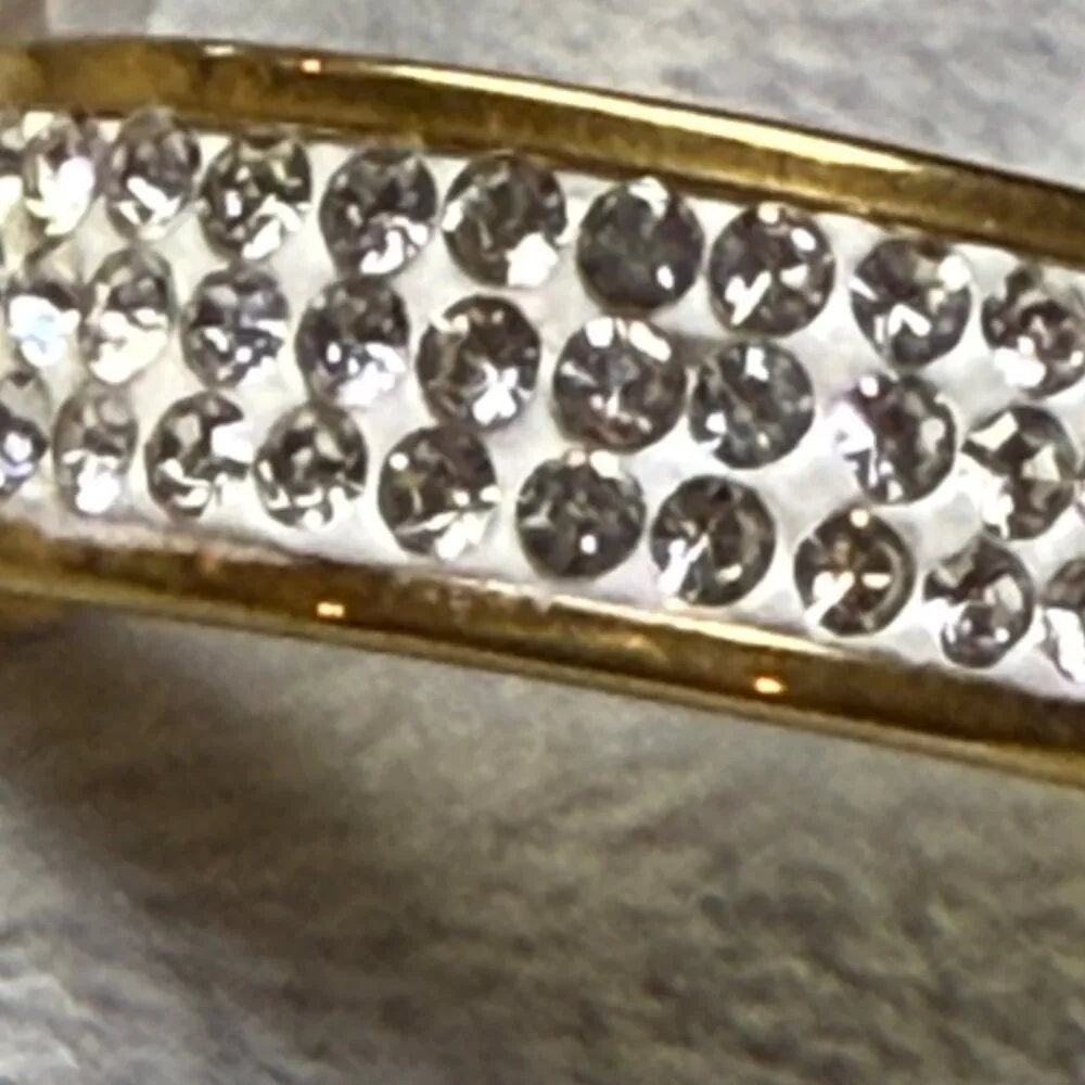 Gold Tone Stainless Steel Ring with Clear Rhinestone Inlay Size 9.25 US - Image 4