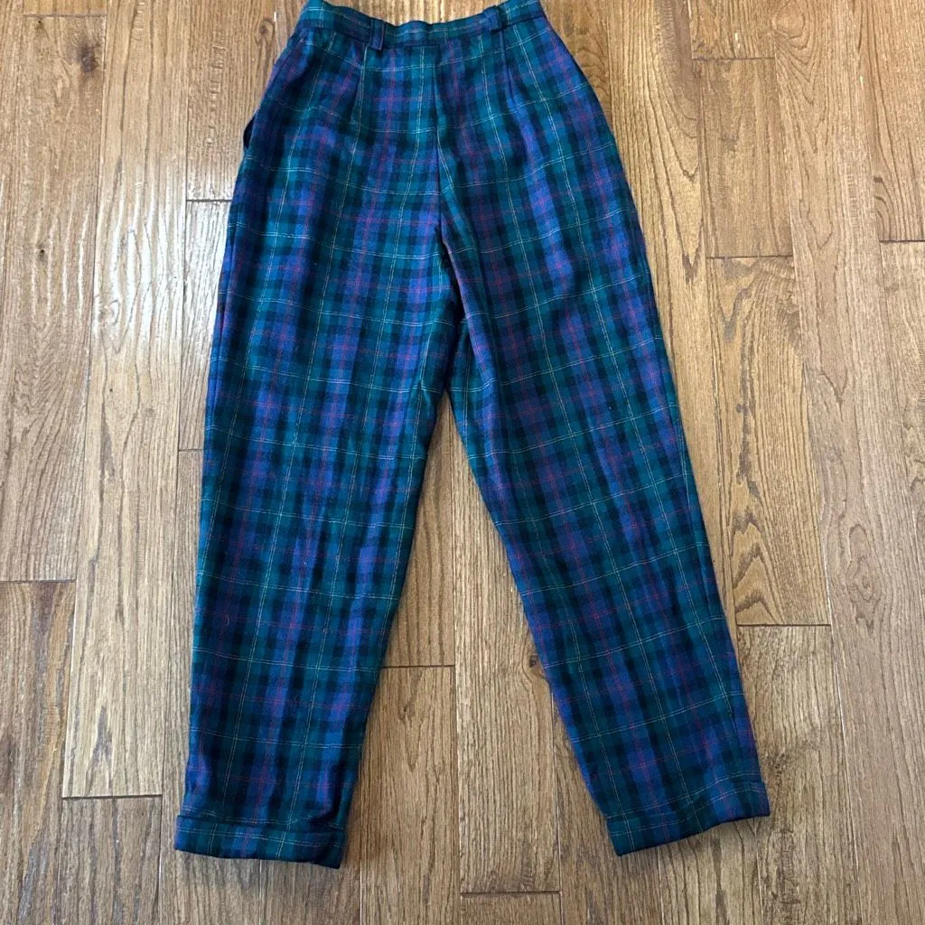 Allen Solly England Vintage 100% wool tartan trousers 8petite Blue Size 8 - Image 9