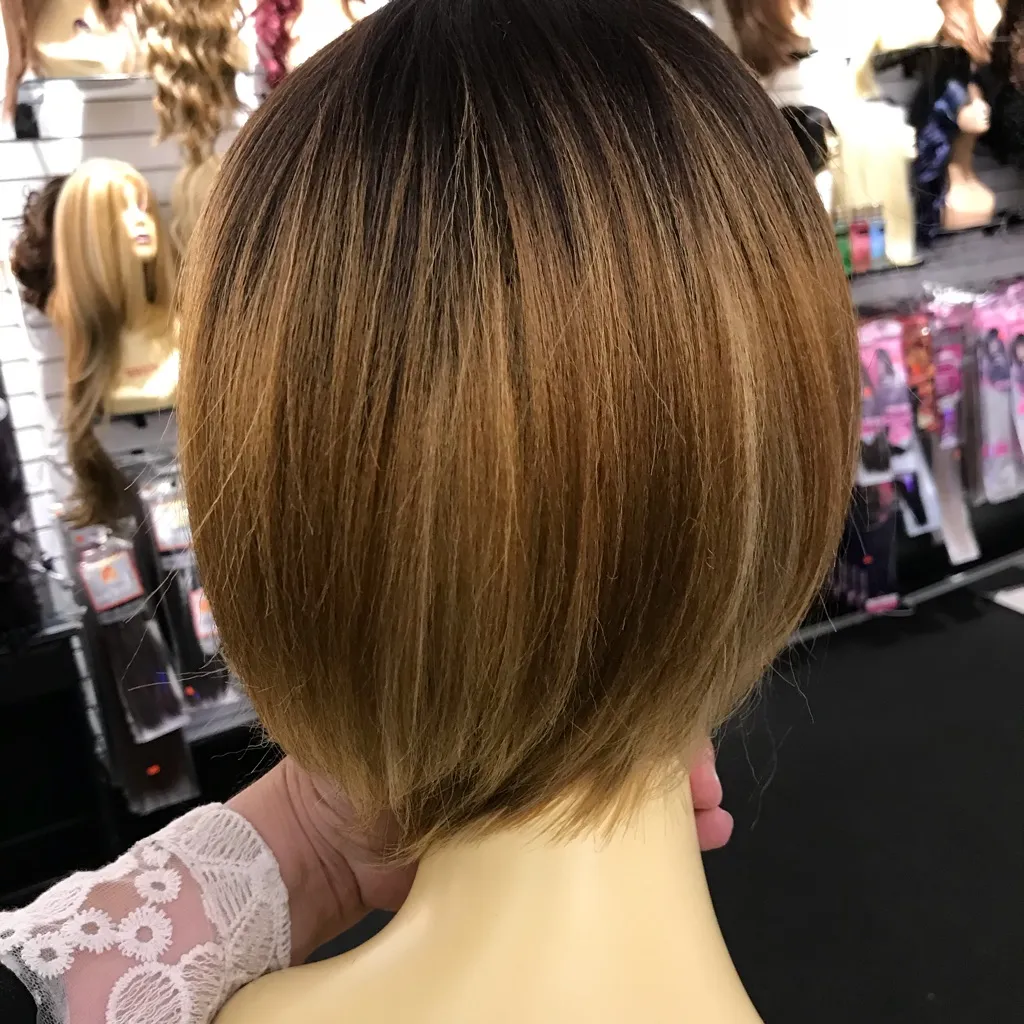 Ombré short thick wig blonde pixie bob wig - Image 4