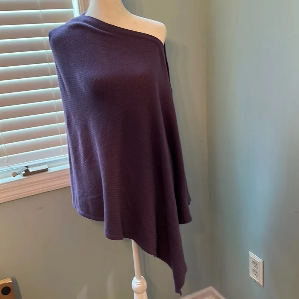 J. Jill purple button front poncho sweater OS EUC - Image 2