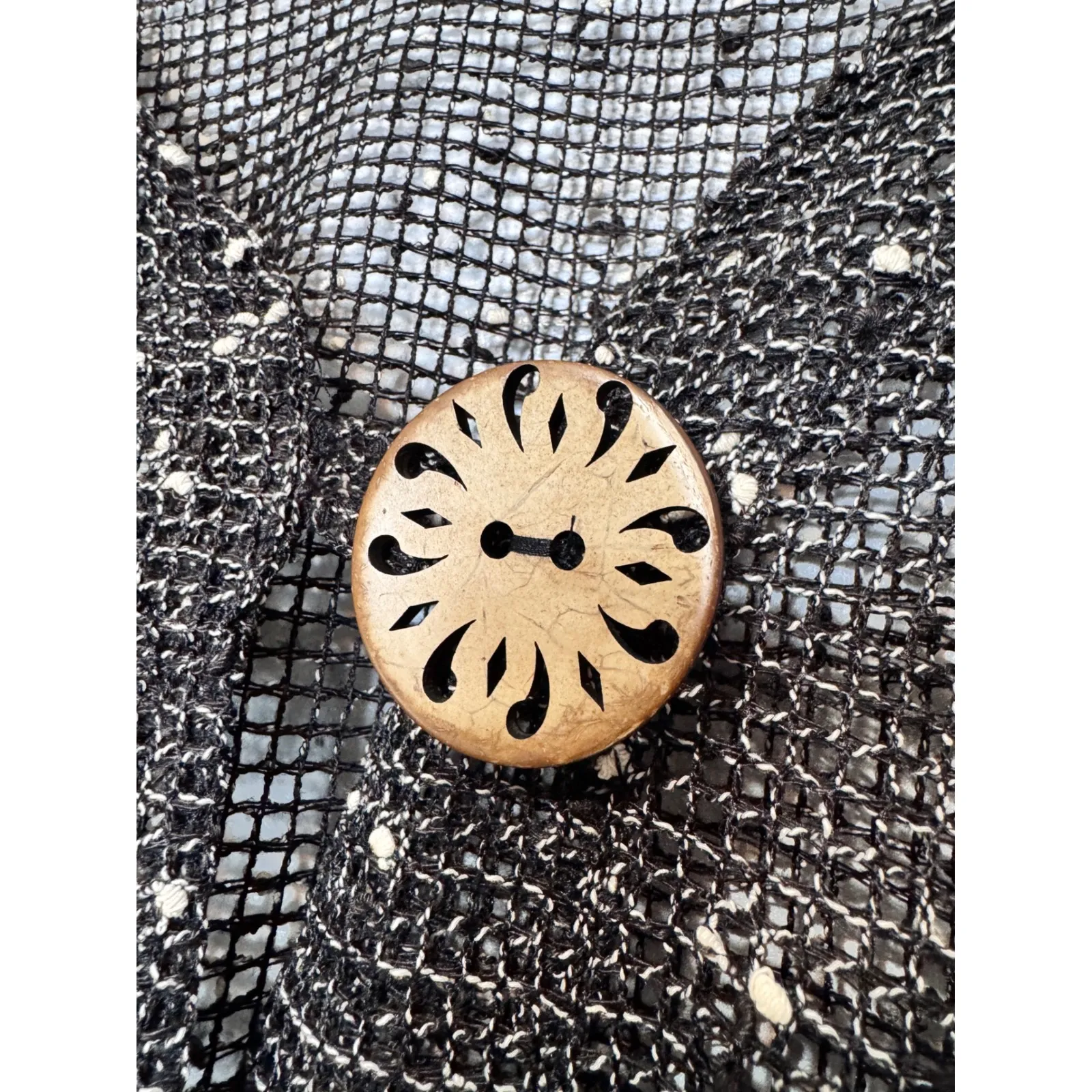 Nina Leonard  Black Metallic Net Button Front Cardigan Sweater Top Women's Small - Image 4