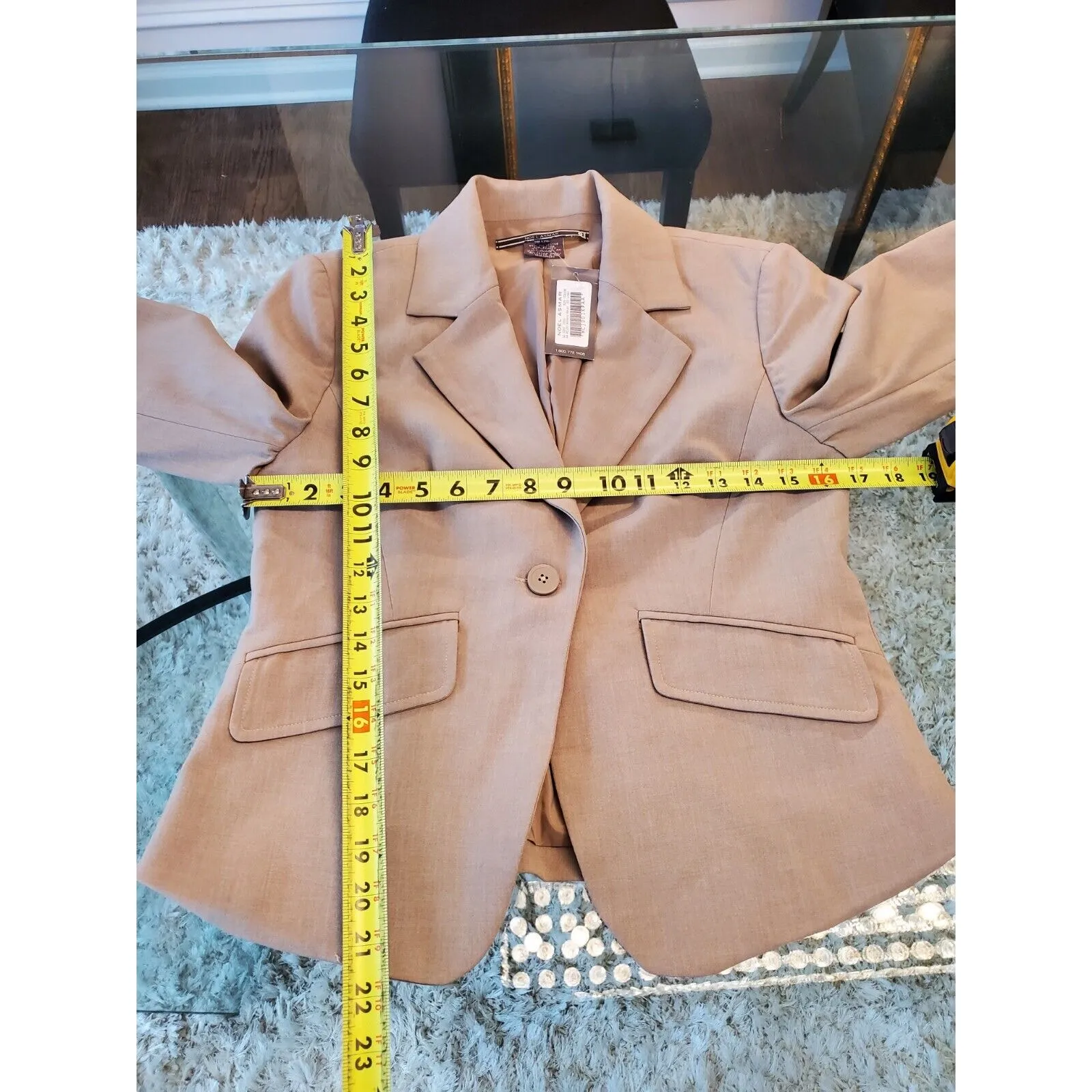 Noel Asmar Women's Beige Polyester Single Breasted Long Sleeve Blazer Size XS - Image 13