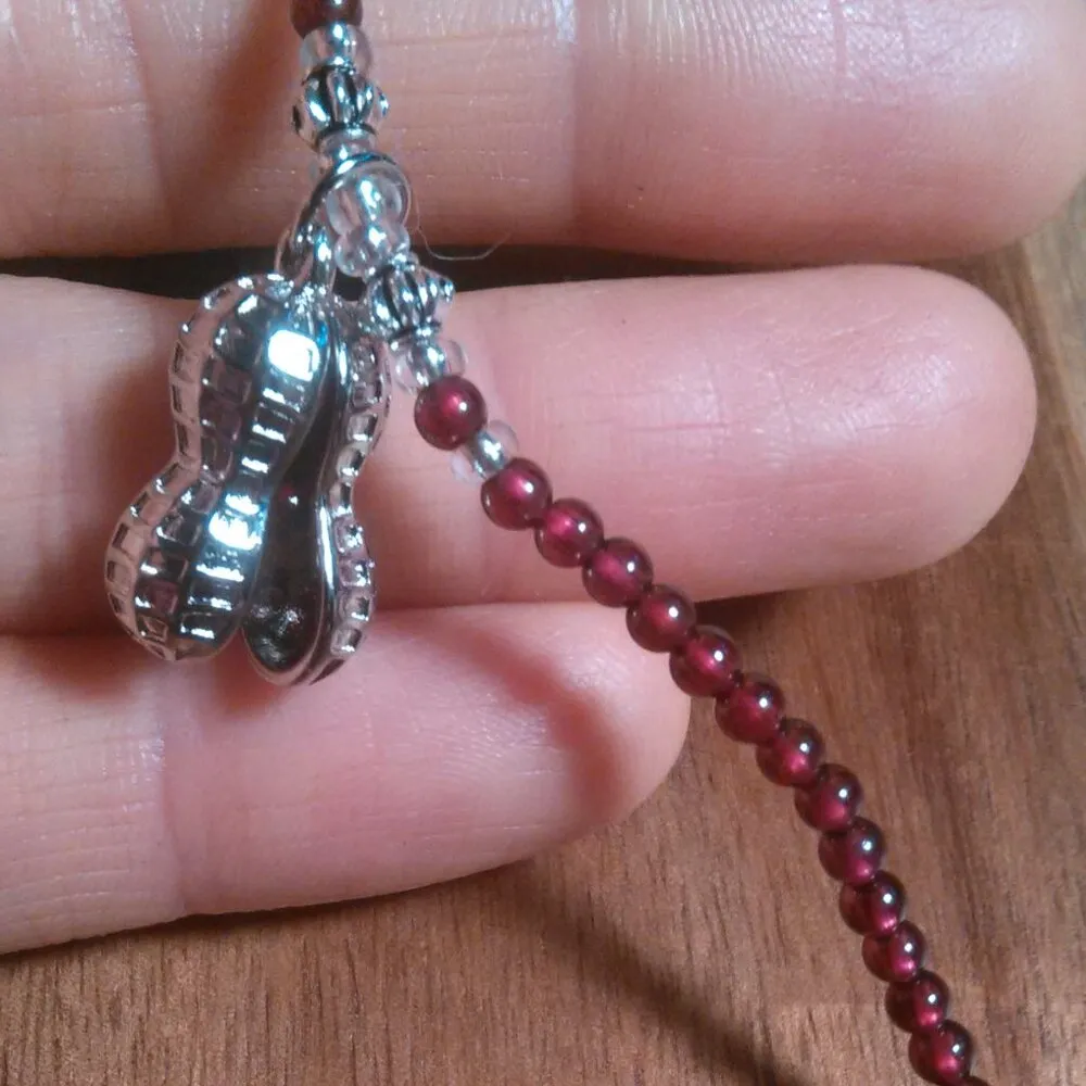 Garnet Beaded Necklace with Peanut Pendant - Image 9