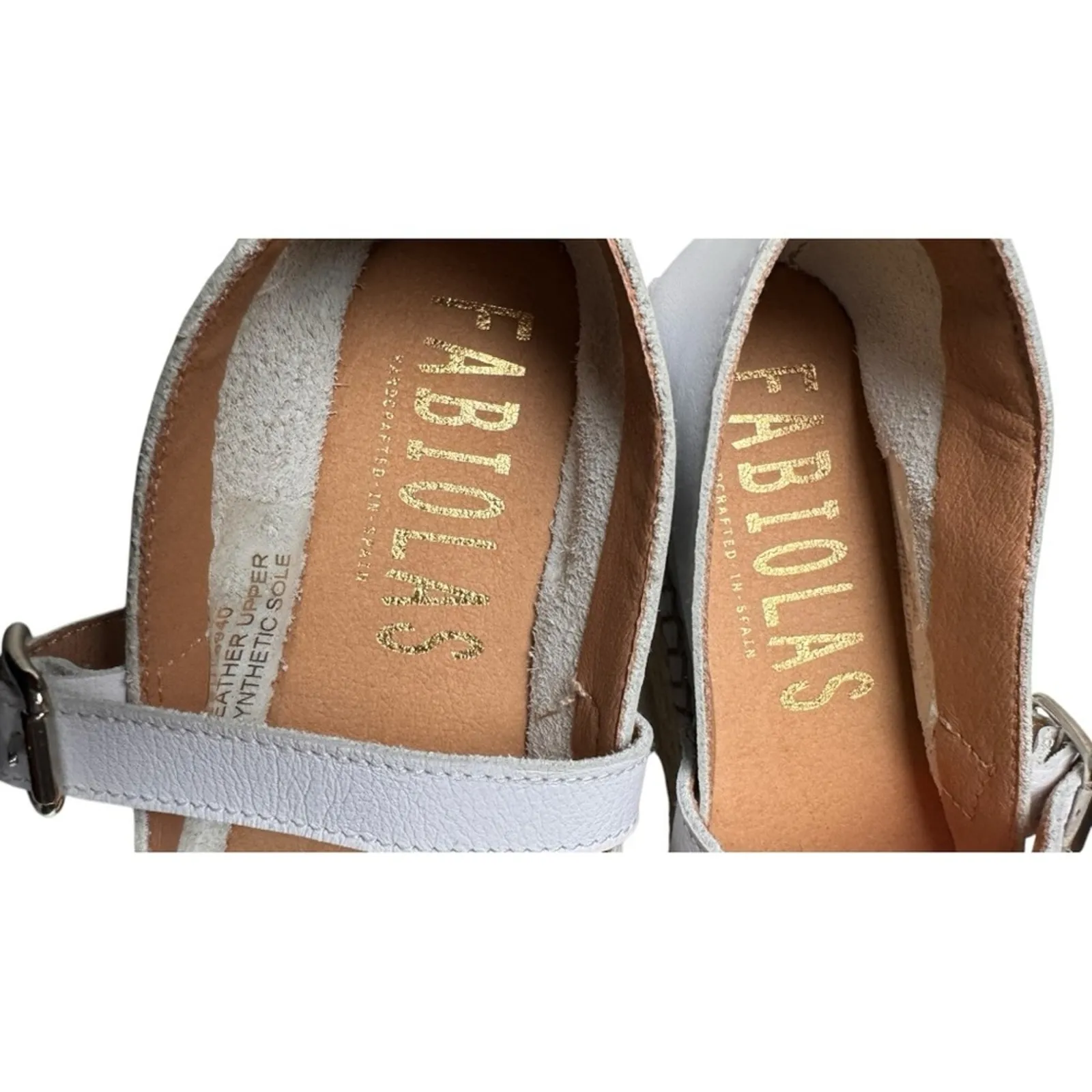 FABIOLAS Classy Buckle White MaryJane Low Heel Espadrilles EU Sz 39/8.5 - Image 10