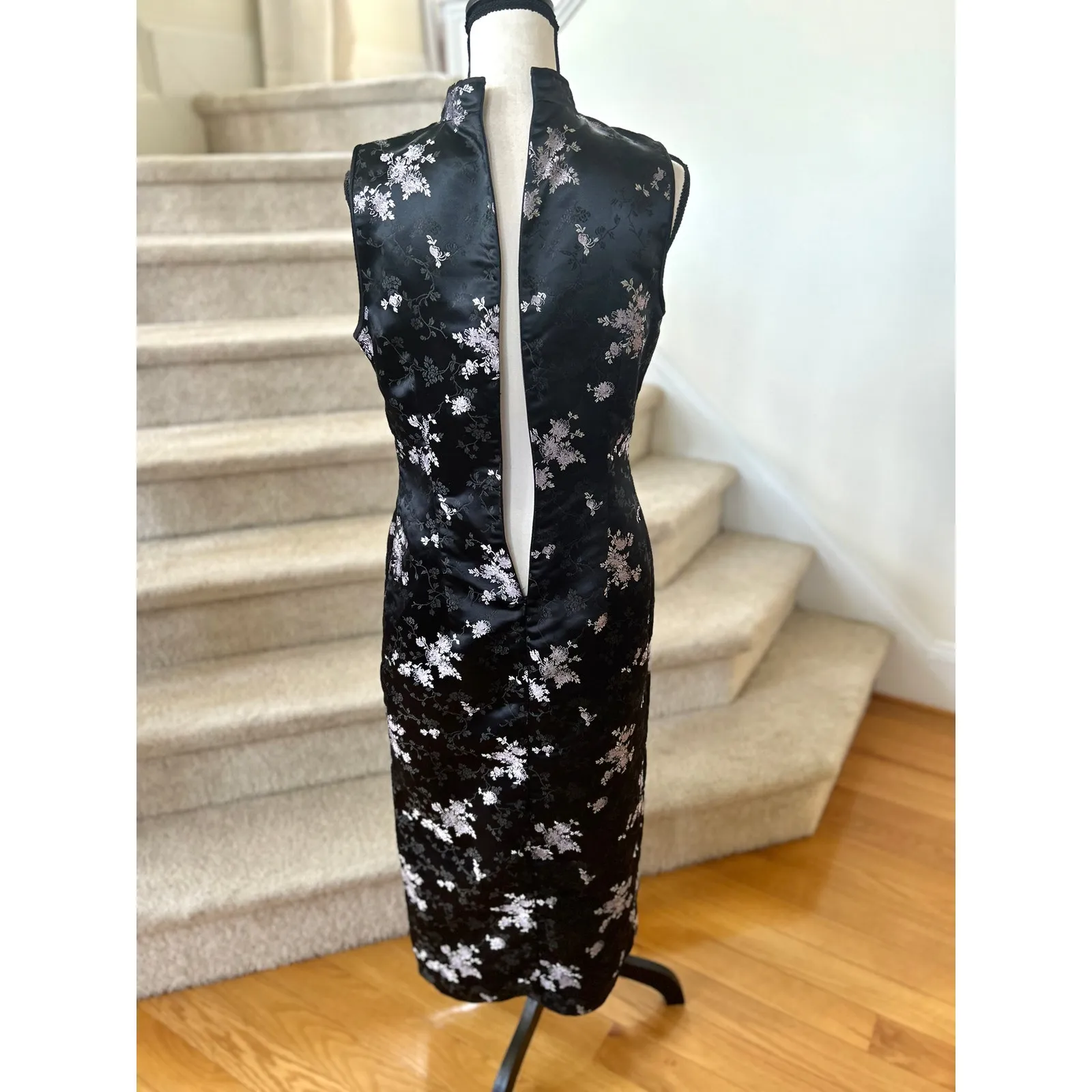 Vintage Y2k Robbie Bee Black Lavender Silver Qipao Kimono Fairy Whimsigoth Dress - Image 4