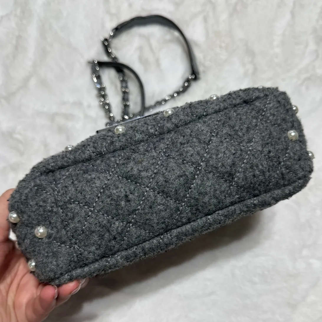 Michael Kors Pearl Studded Gray Shoulder Bag Crossbody - Image 4