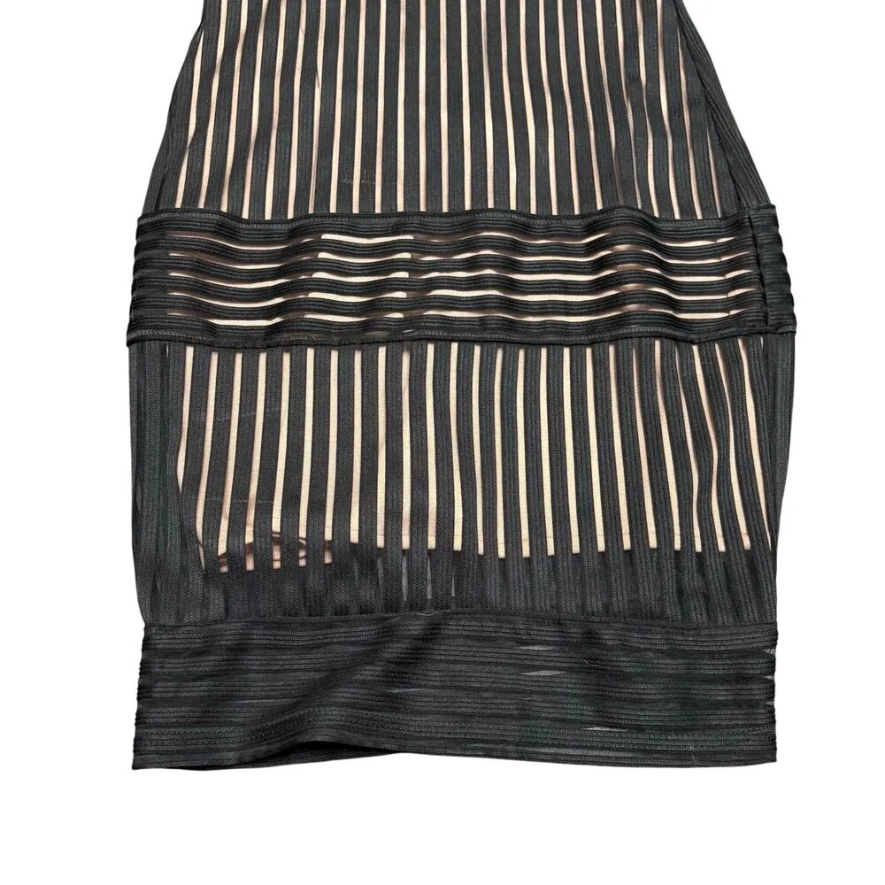 Nordstrom Just Me Black Nude Sheer Bodycon Mini Dress XS Whimsigoth Cocktail - Image 2