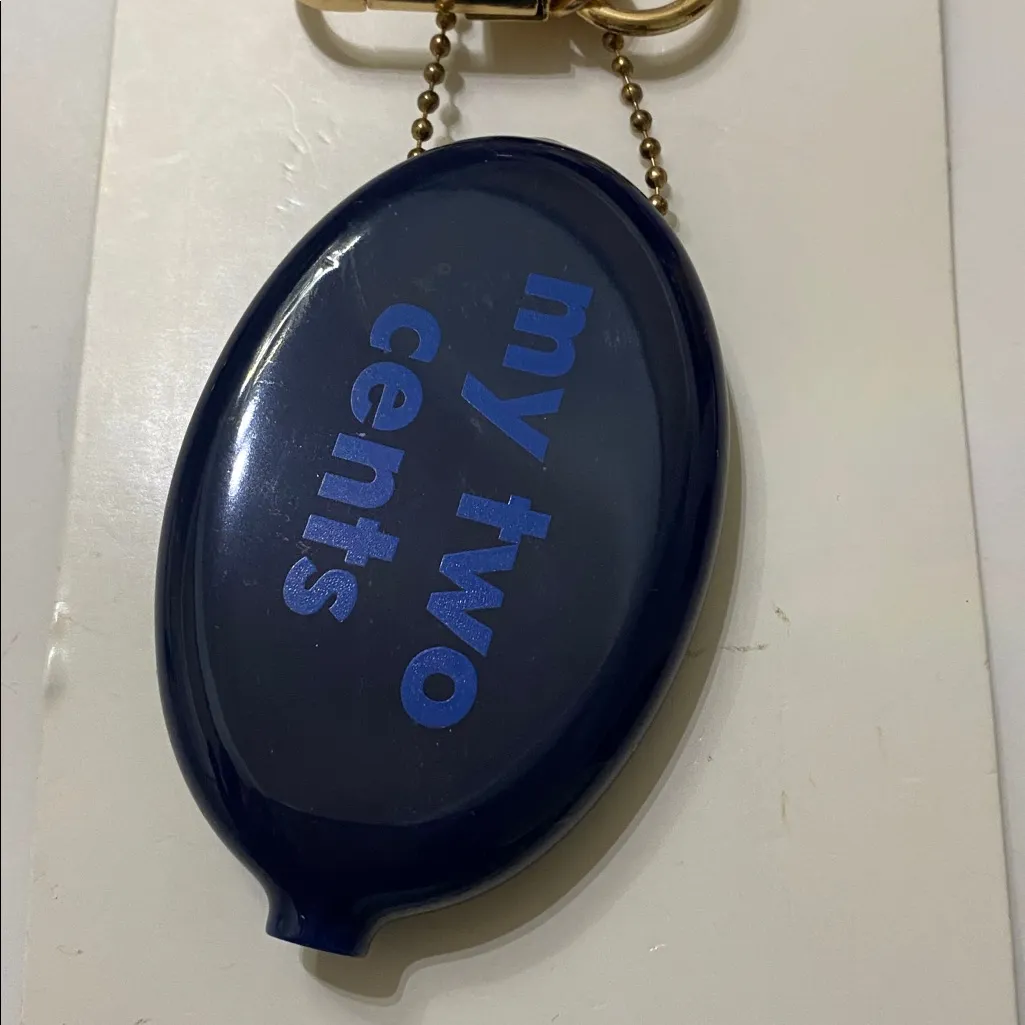 Kate Spade Blue Coin Purse with Gold Clip “My two cents” - Image 2