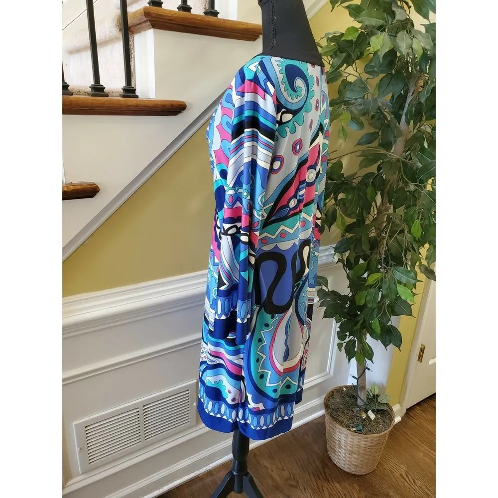 SUNNY LEIGH Dress Blue Paisley Size Large - Image 7