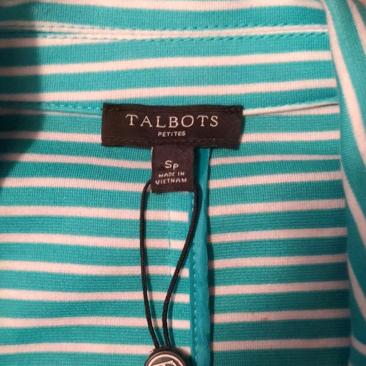 Talbots Aqua Blue And White Striped Blazer Size SP - Image 3
