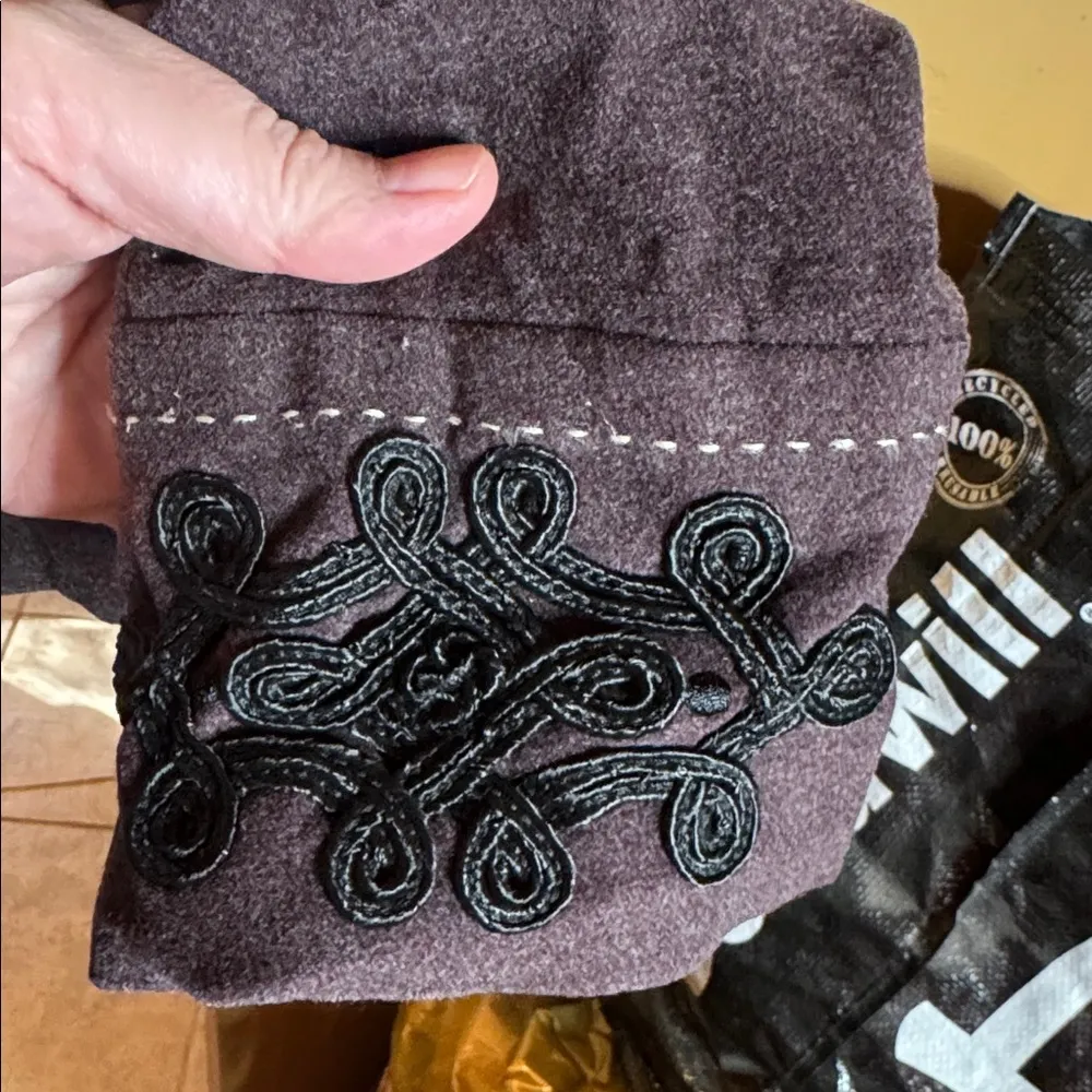 Anthropologie Elevenses Gramercy Embroidered Military Jacket Dark Brown Sz 6 - Image 11