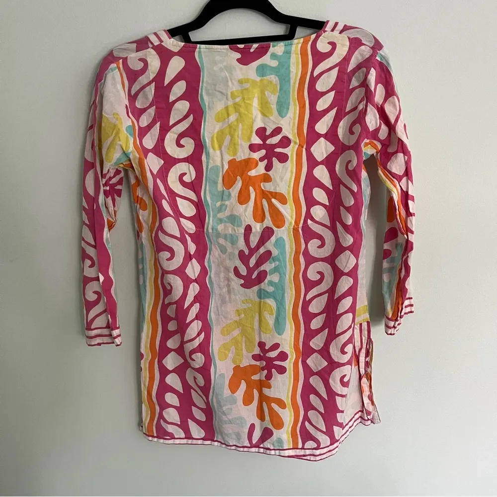 Gretchen Scott Coral Print Tunic Top Size Small - Image 9