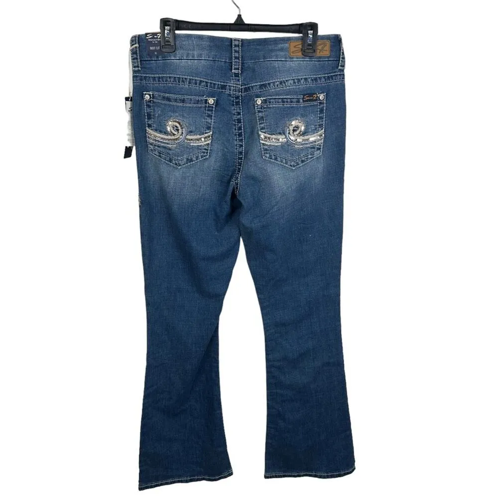NWT Seven7 Women’s Size 10 Boot Cut Sequin Pockets Denim Blue Jeans - Image 2