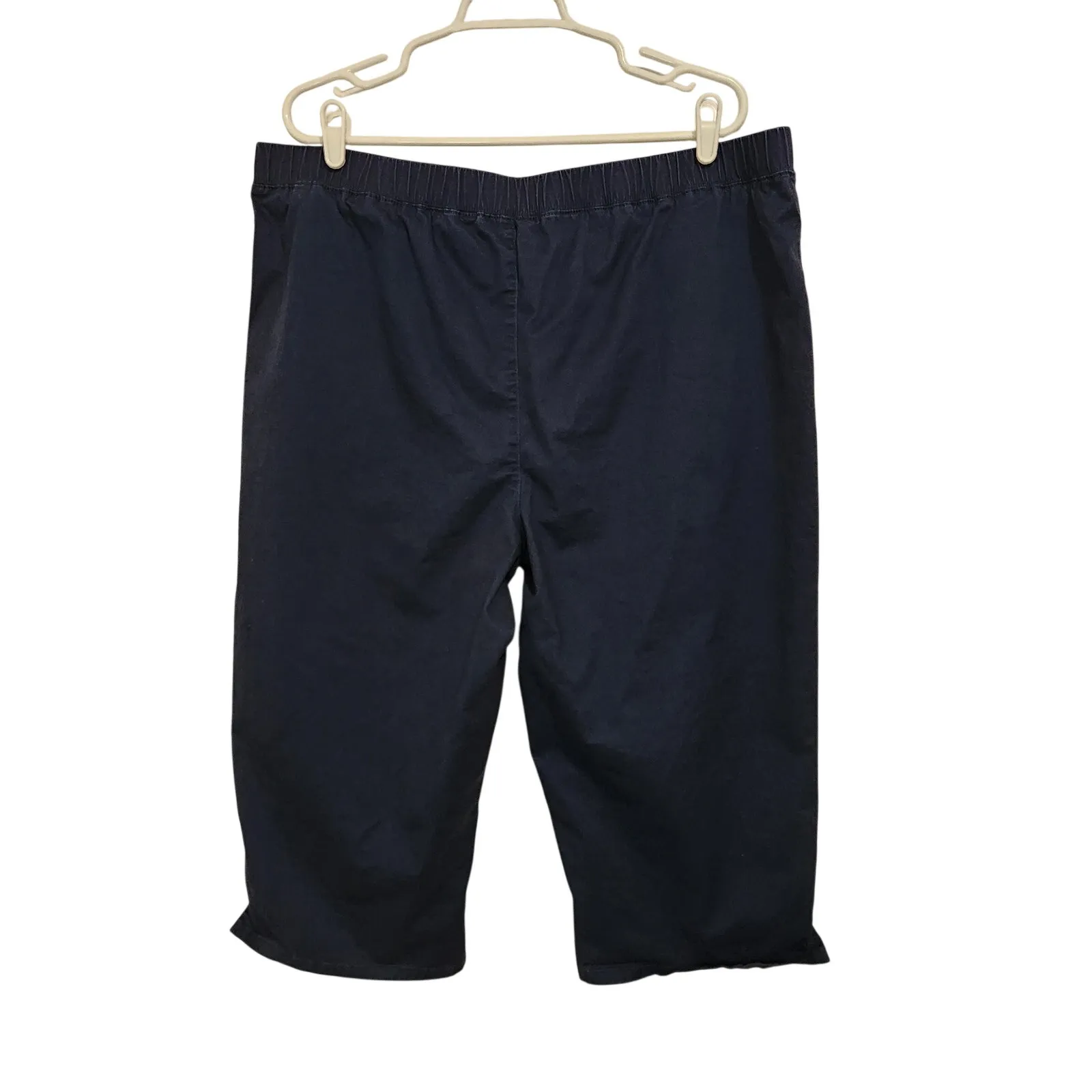 Denim & Co Navy Blue Elastic Waist Casual Cropped High Rise Capri Pants XLT - Image 2