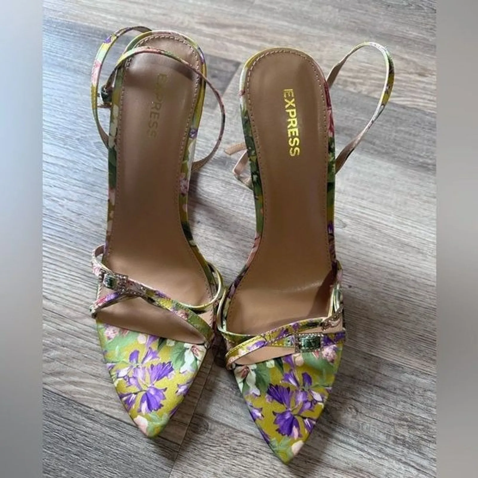 EXPRESS  Floral Rhinestone Pointed-Toe Heeled Sandals – Size 7 - Image 3