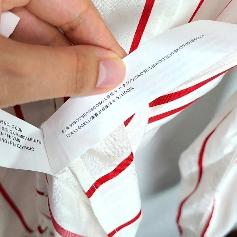 J.O.A Tie Up Front Long Sleeve Stripped Blouse S - Image 5