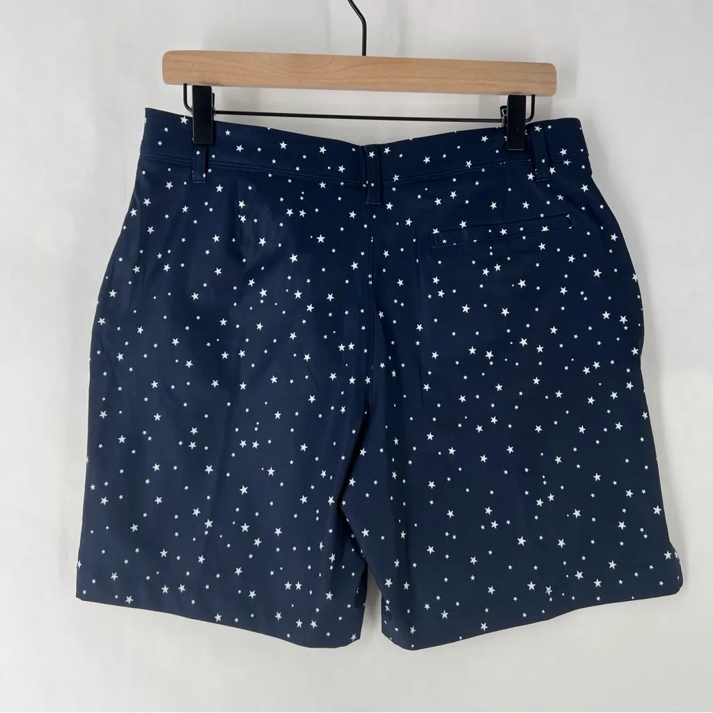 Lady Hagen Navy Star Print Lightweight Stretch Performance High Rise Midi Shorts - Image 6