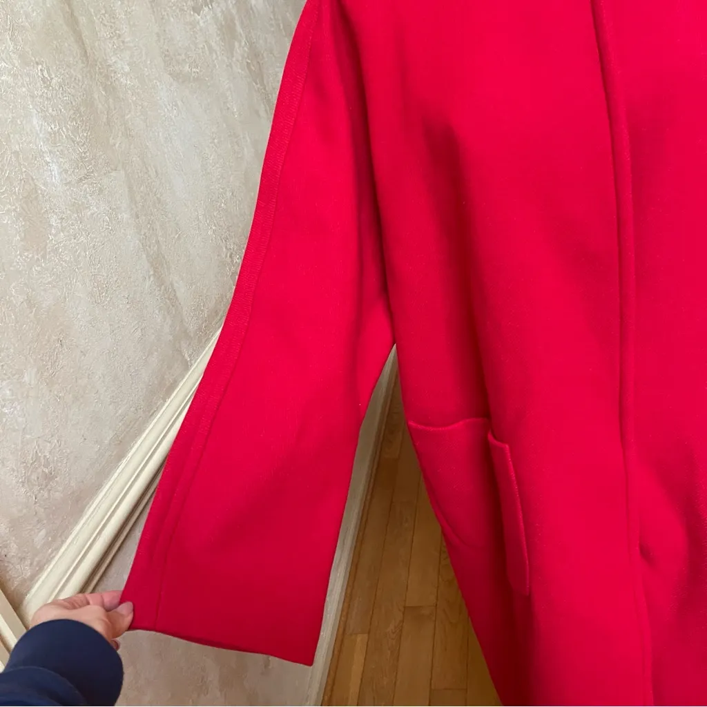 ZARA Red Mantego Wool Blend Midi Statement Coat A-Line Sz XLarge - Image 16