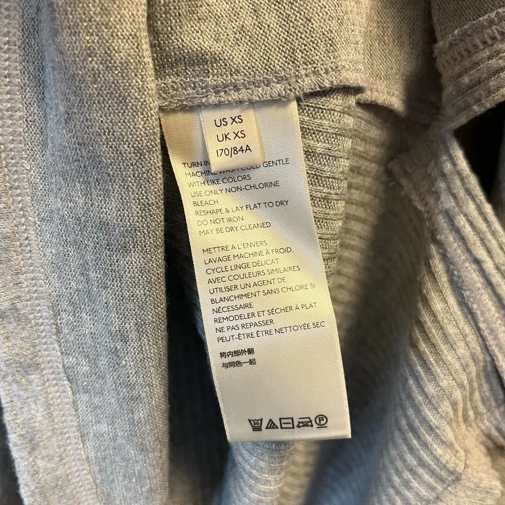 Anthropologie Saturday/Sunday Knit Gray w/Gold Sparkly Stripe Cowl Neck XS EUC - Image 8