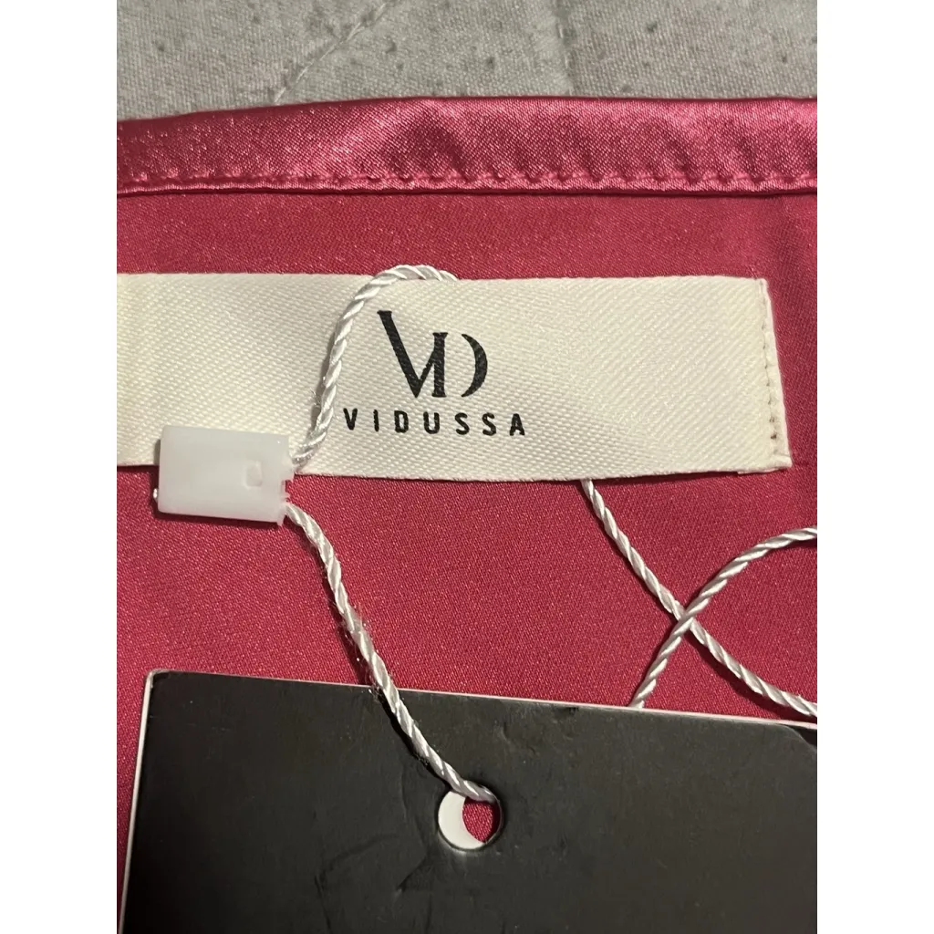 Vidussa Off Shoulder Top Womens Size L Pink Shimmer Tie Sleeve Short Sleeve NWT Size L - Image 7