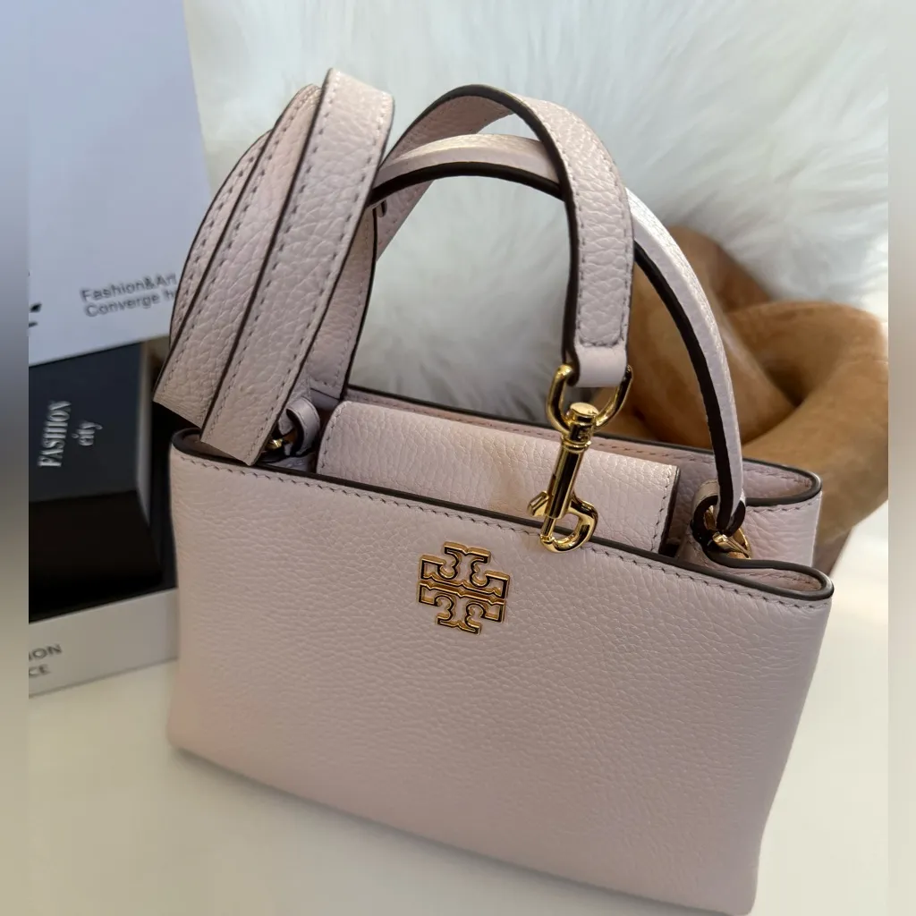 Tory Burch Britten Mini Satchel Crossbody– Delicate Pink Leather Sold Out NWT - Image 3