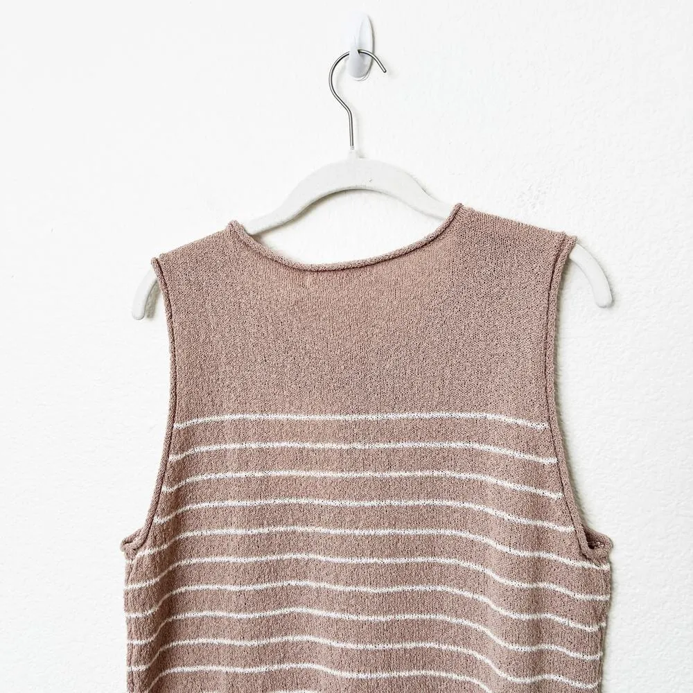 [Rachel Parcell] Boxy Muscle Tee Nude Ivory Striped Roll Neck NWT Sleeveless XL - Image 5
