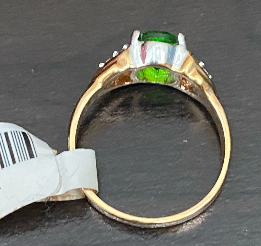 Vintage Emerald Green Birthstone Cubic Zirconia CZ Stone Gold - Image 8