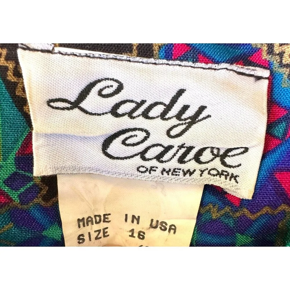 VTG Lady Carol New York Suit Two Piece Tailored Abstract Paisley Colorful EUC Blue Size undefined - Image 12