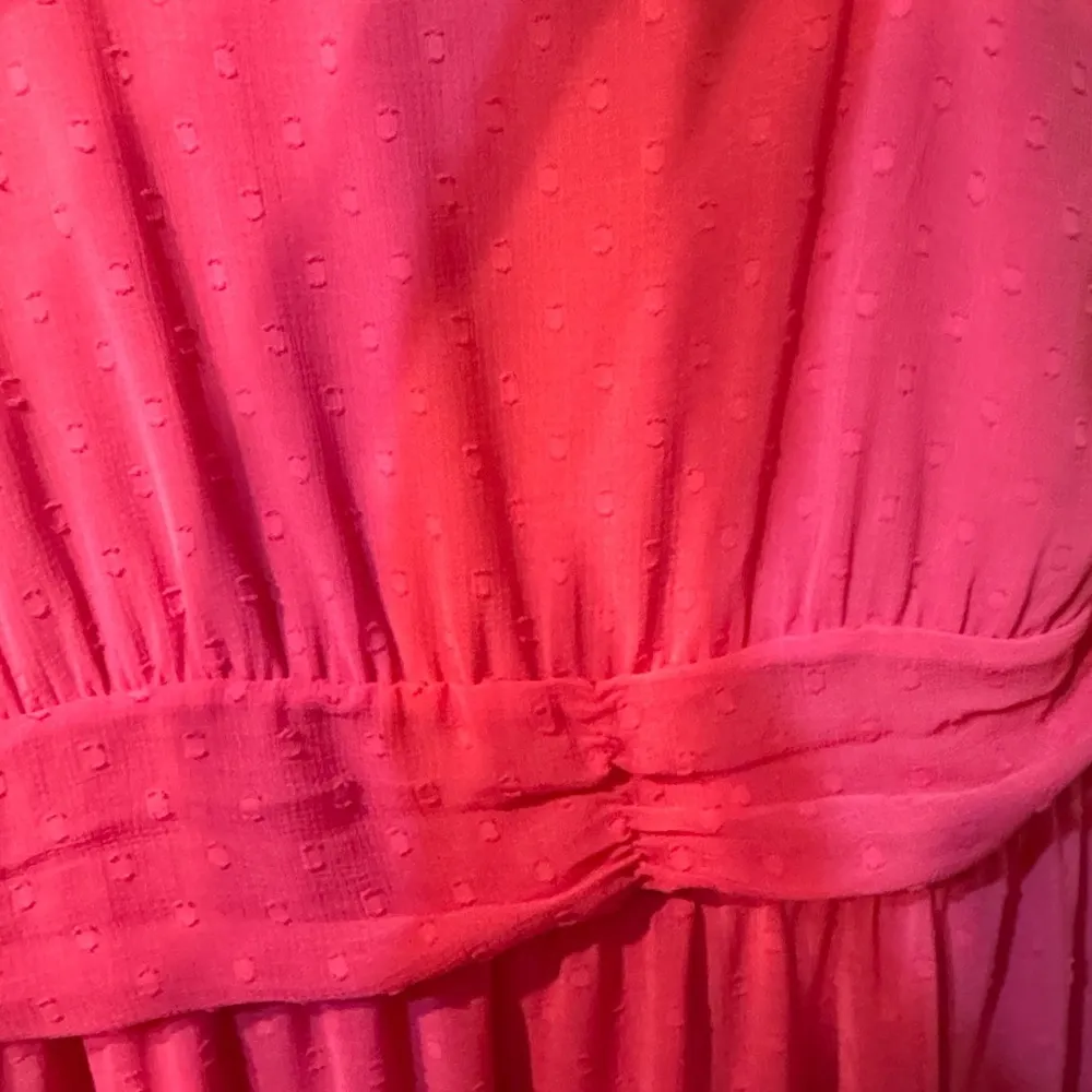 Chelsea 28 Pink Polka Dot One Shoulder Ruffle Feminine Midi Dress Womens XL NWT - Image 5