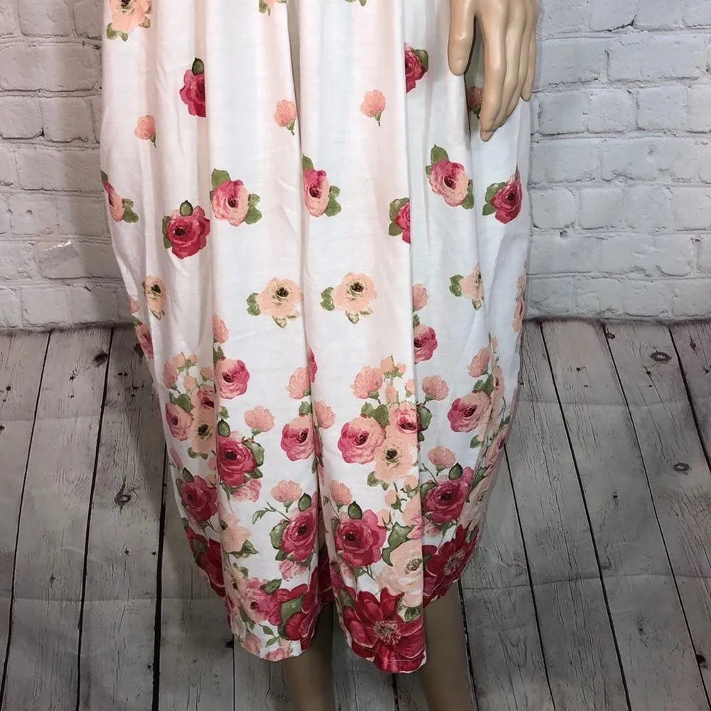 Vintage Rose Print 50s Style Housedress Possibly Handmade Bib Collar M/L? Size undefined - Image 4