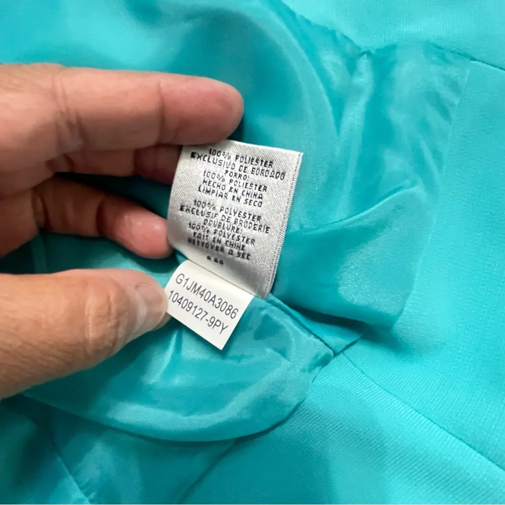 KASPER Scalloped Hen / Edge Turquoise Jacket size 4 Blue - Image 8