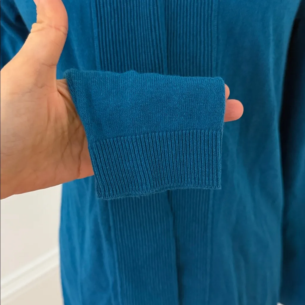NEW W TAGS $69 Talbots Sz S Blue Cotton Rayon Fine Gauge Knit Open Front L8 - Image 5