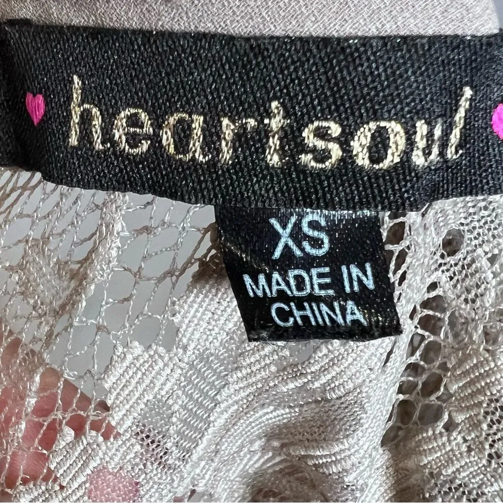 Mocha pleated lace detail top size XS - Image 5