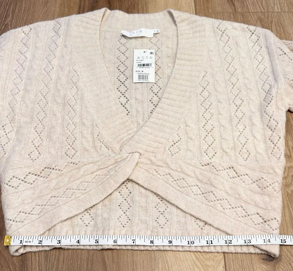 NWT  the Label Knot Front Cropped Sweater Cream / Size M - Image 12
