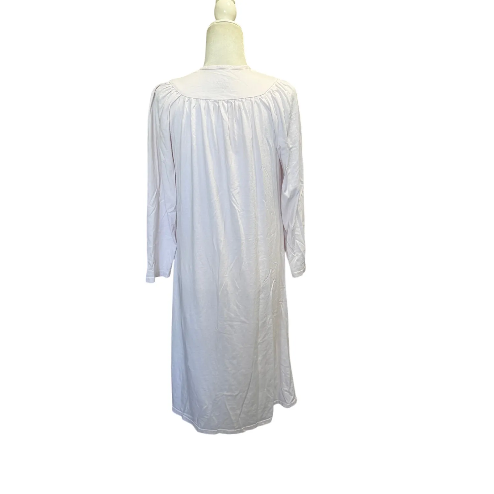 The Vermont Country Store Long Sleeve Cotton Nightgown Pale Pink Size XS - Image 4