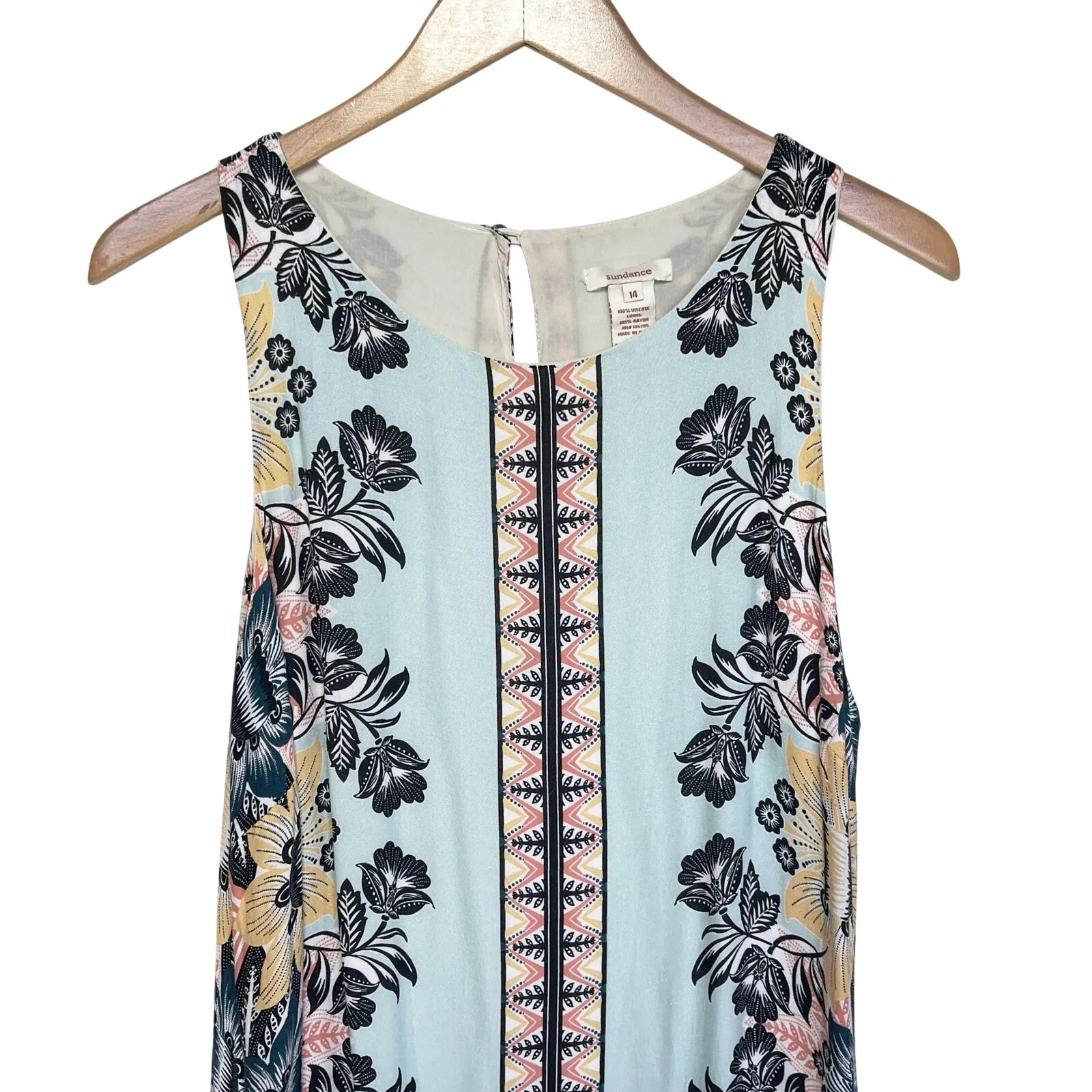SUNDANCE Women’s Boho Floral Handkerchief Hem Midi Tank Dress - Image 3