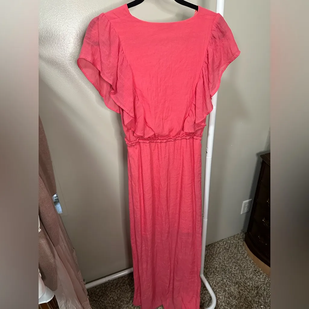 L Love Pink Short Sleeve Flowy Maxi Dress size small - Image 11