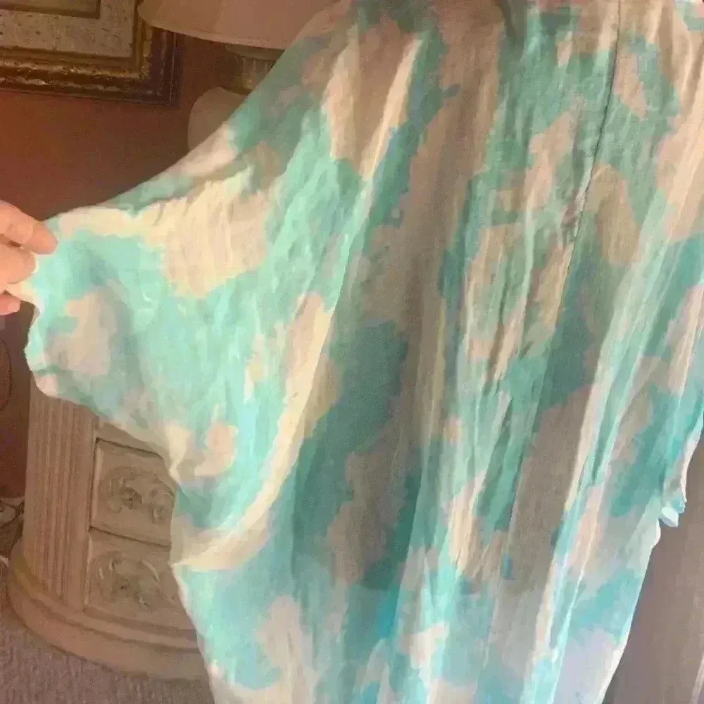 Sofia Print Dress Handmade In Italy From Boutique one Size. D7 Blue - Image 6