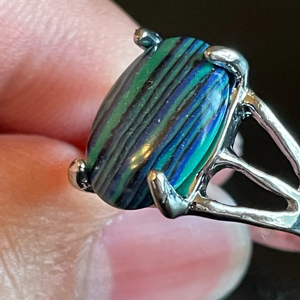Rainbow Calsilica stone S925 silver ring size 8.75 - Image 7