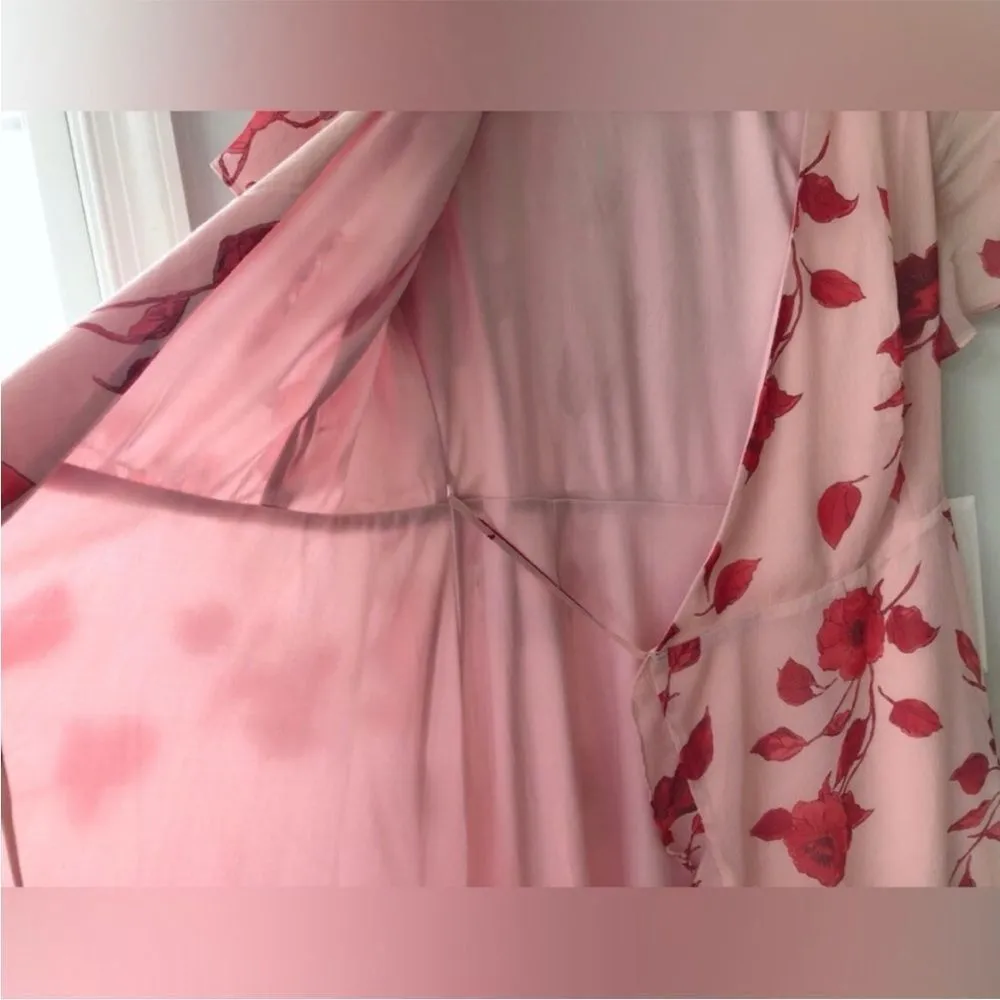 All in Favor Nordstrom Flowy Wrap Mini Dress Pink Red Floral - Image 5